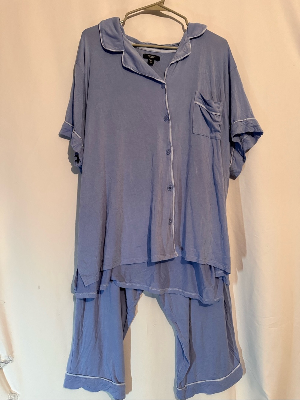 Simply Vera Vera Wang Pajama Set Women 3X Blue Rayon Button Top Pants Plus